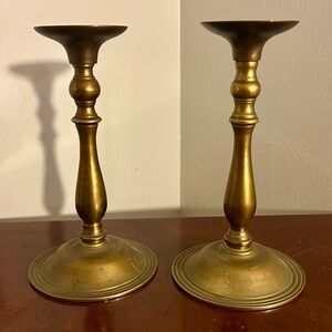 Set Of 2 Vintage Mid-Century Modern Brass Baluster Candlestick Holders